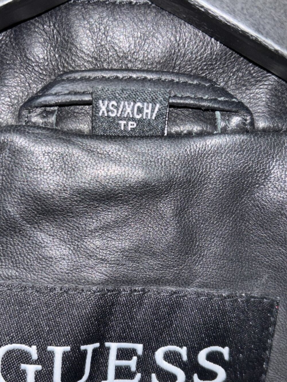 Guess Black Genuine Leather Gold Hardware Moto Jacket – Size XSmall - Picture 6 of 11